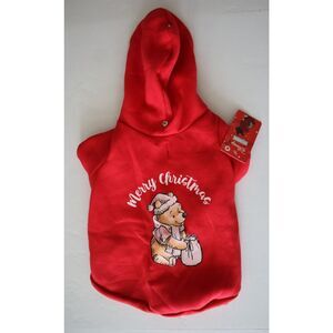 Disney's Winnie the Pooh Merry Christmas Pet Hoodie, Sz Medium Red